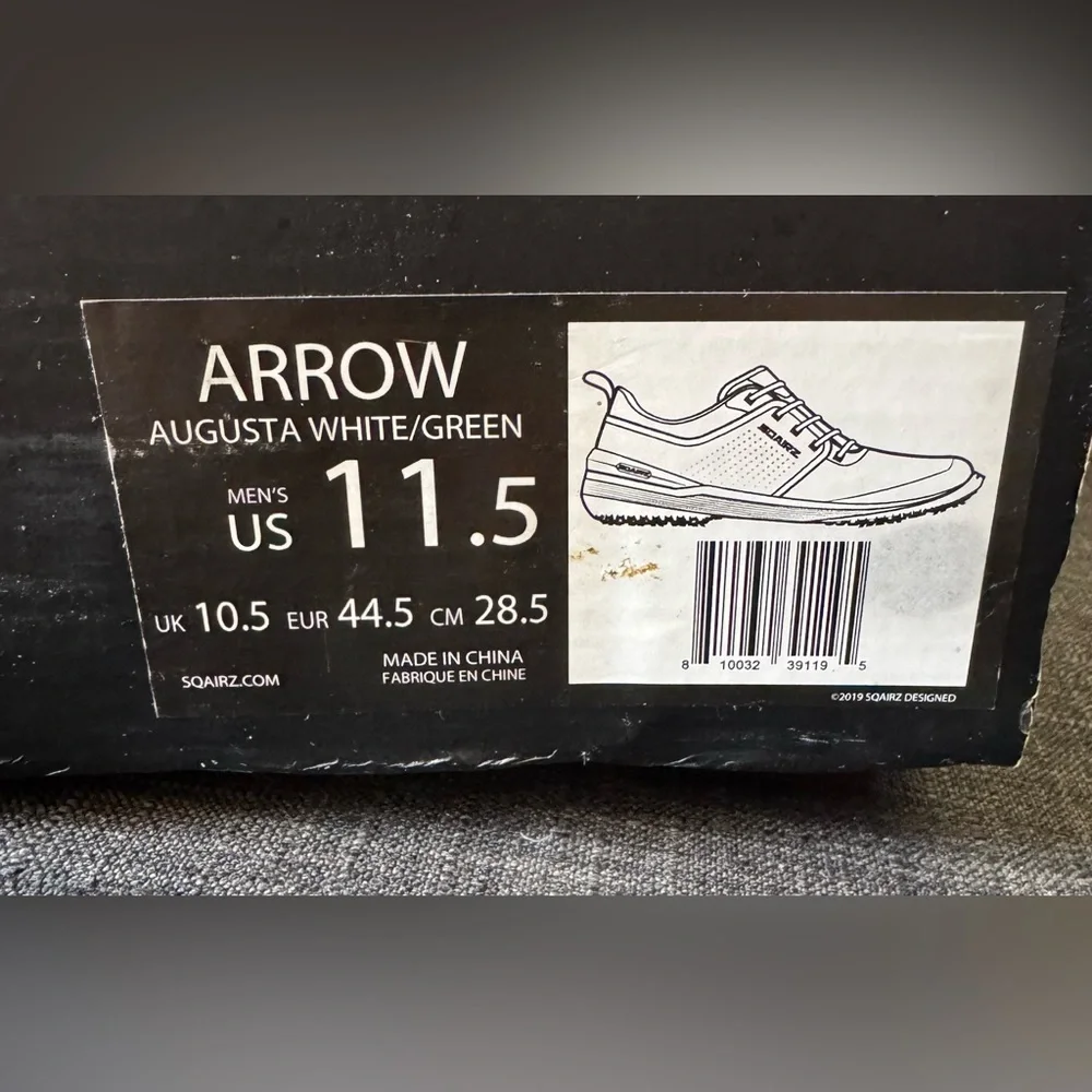 NWT SQAIRZ Limited Edition Augusta Arrow Green and White Golf Shoes, men’s 11.5 - Picture 9 of 11